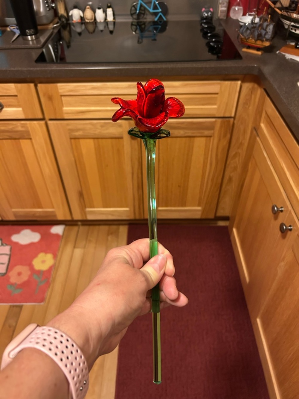 Long Stem Glass Rose - Picture 3 of 3